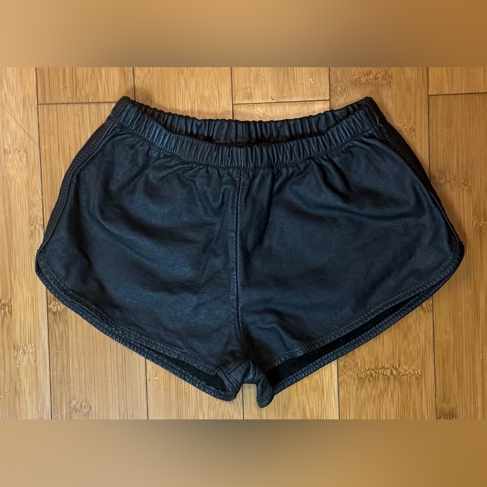 100% real Leather American Vintage Black Athletic Shorts NWOT